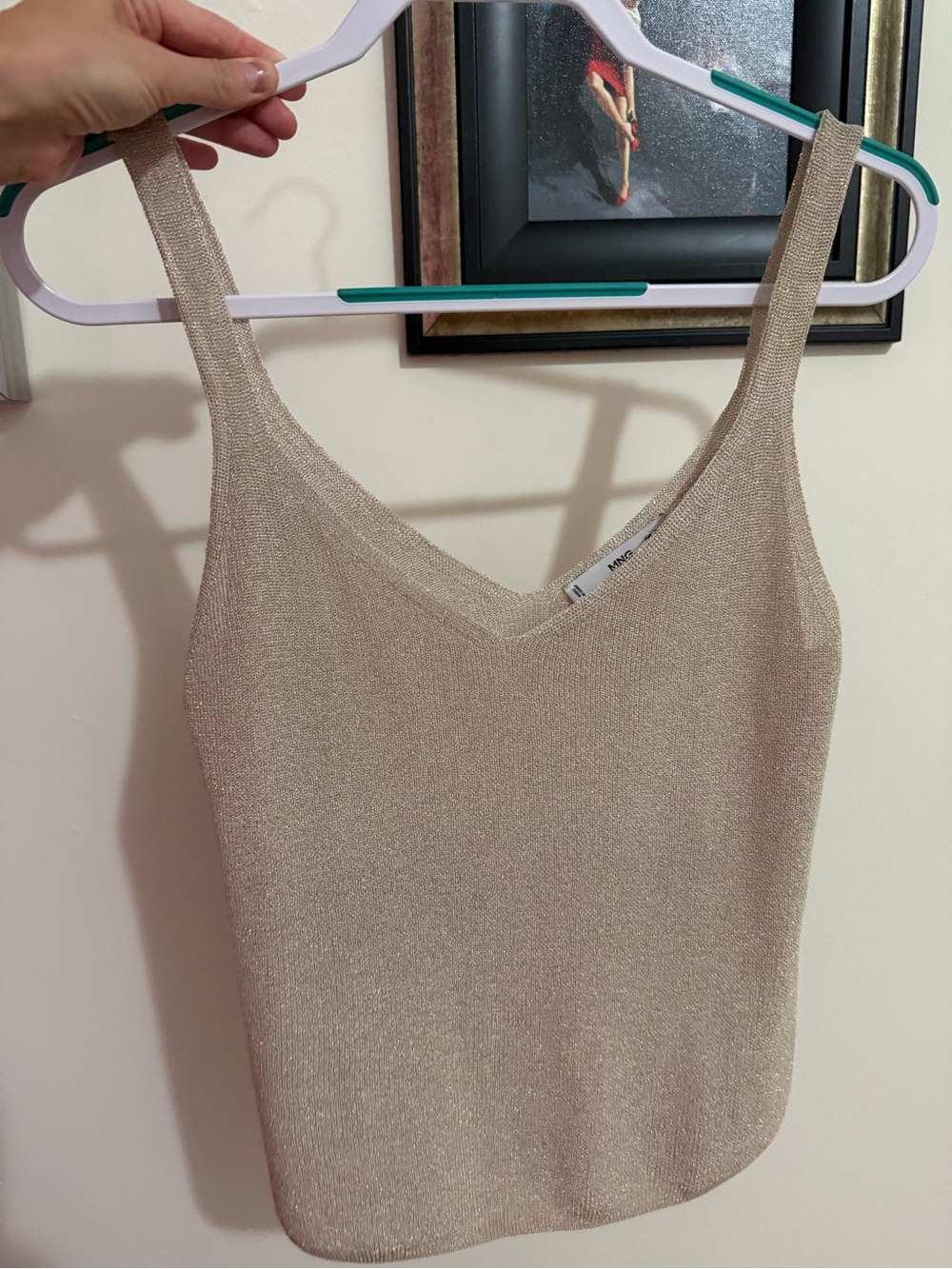 Mango Shimmery Cream V-Neck Knit Camisole